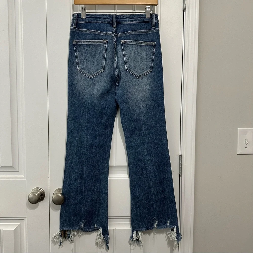 Classic Blue Frayed Hem Flare Jeans - Picture 2 of 6